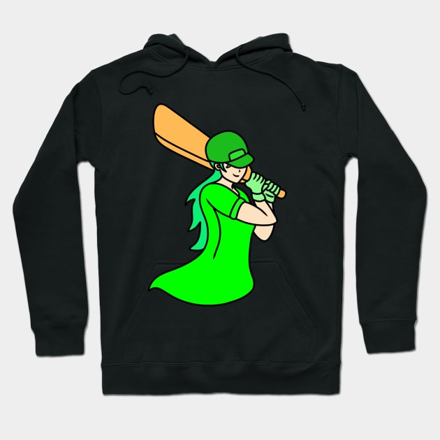 Cricket player girl Hoodie by Andrew Hau